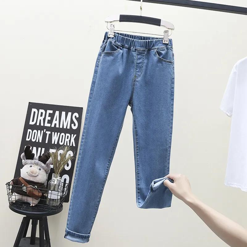 Джинсы-скинни Stretch Vintage Denim Брюки с высокой талией и эластичной резинкой Узкие брюки-карандаш Mom Jeans Plus Size