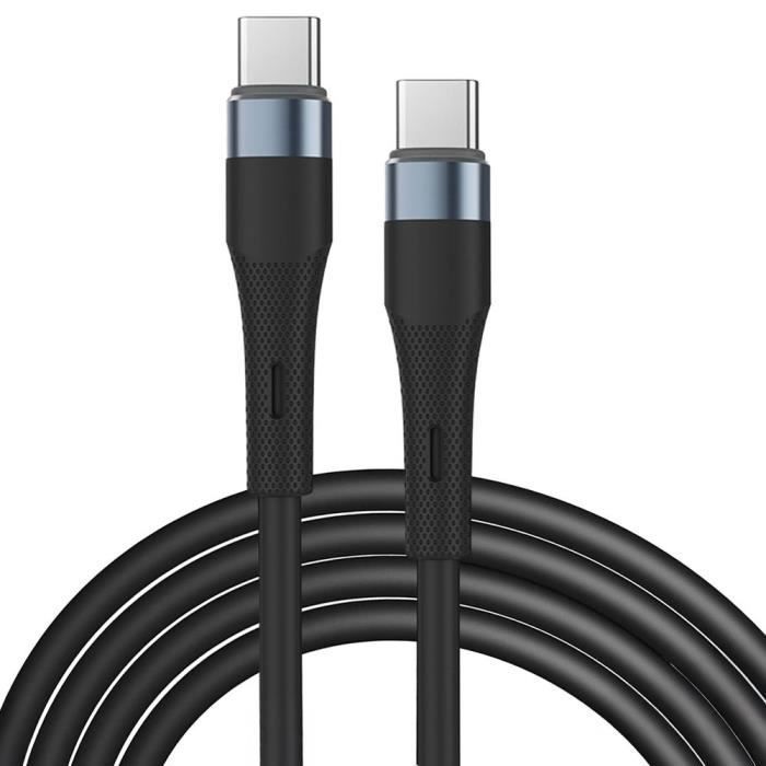 Câble USB-C vers USB-C Rapide 60W pour Samsung Galaxy S24, S24 Plus, S24 Ultra, S24 FE, S25 S23 S22 S21 - 1M Noir