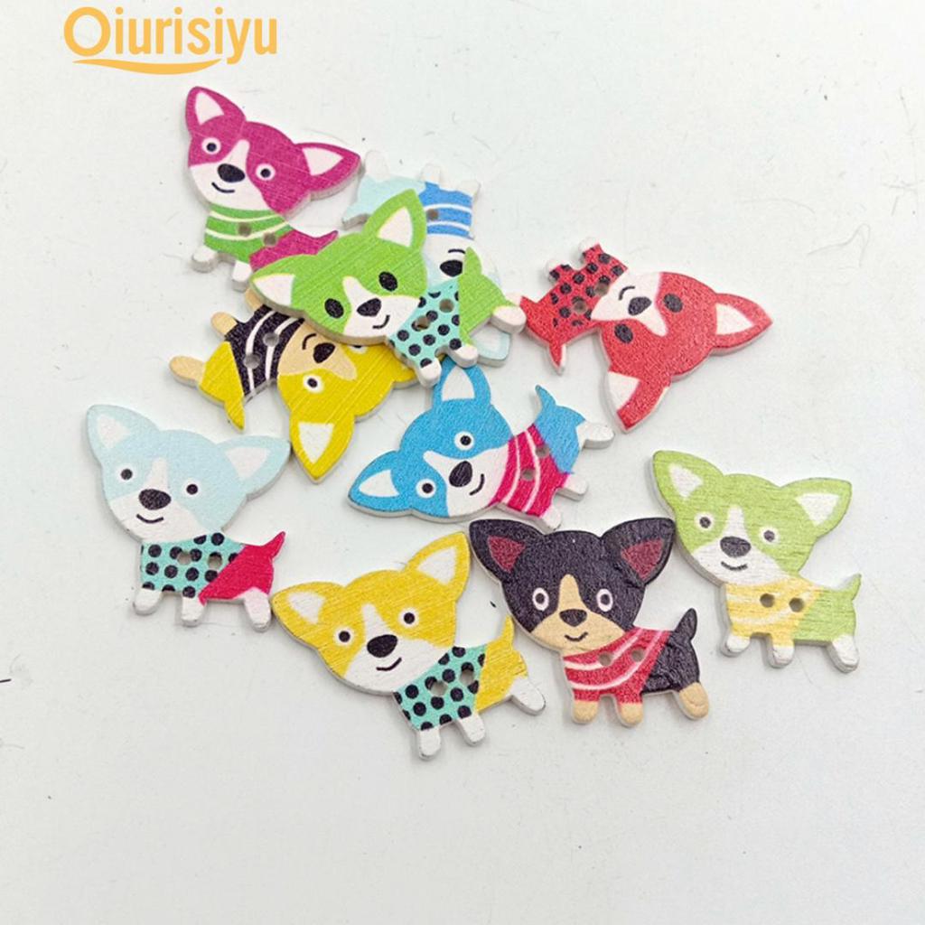 Набор ярких мультяшных пуговиц из дерева. 50 шт