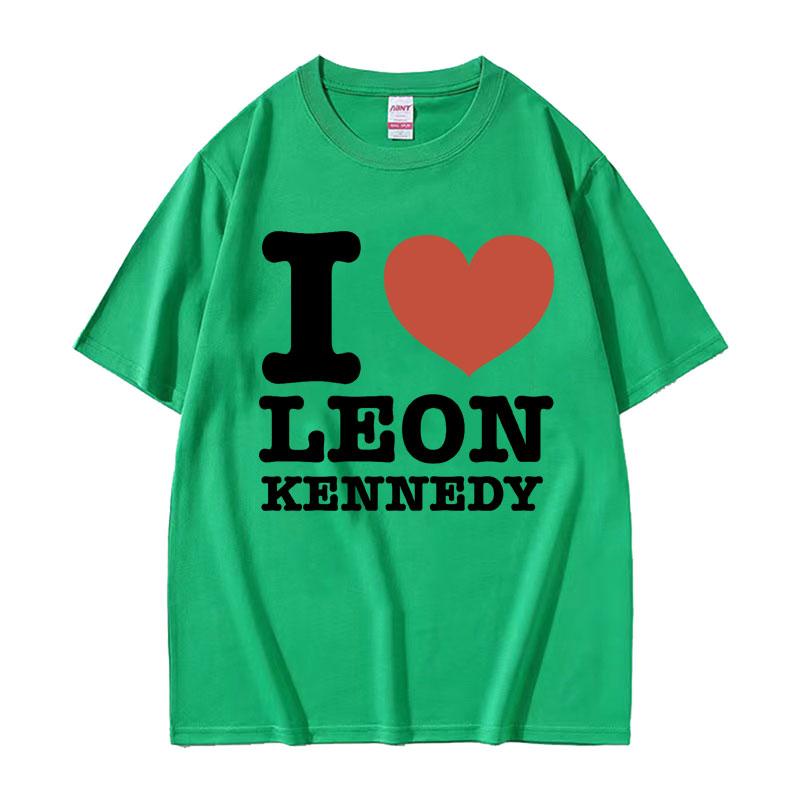 I Heart Leon Kennedy Print TShirts Unisex Womens Clothing Fashion Vintage T Shirt Male Oversized Cotton Short Sleeve Tshirt Tops