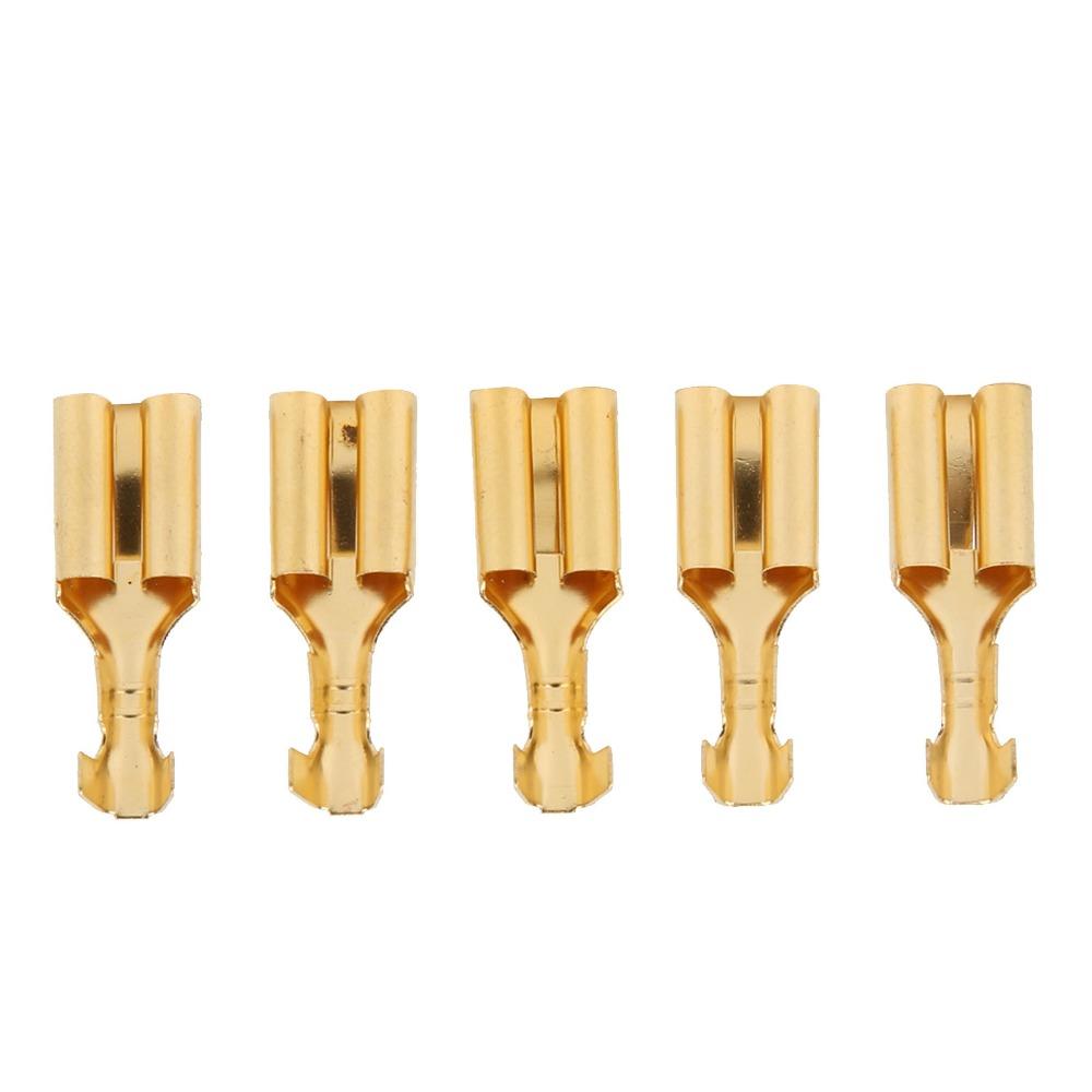 100PCS Golden Spade Connector Brass Material Crimp Terminal Wire Terminal Electrical Wiring
