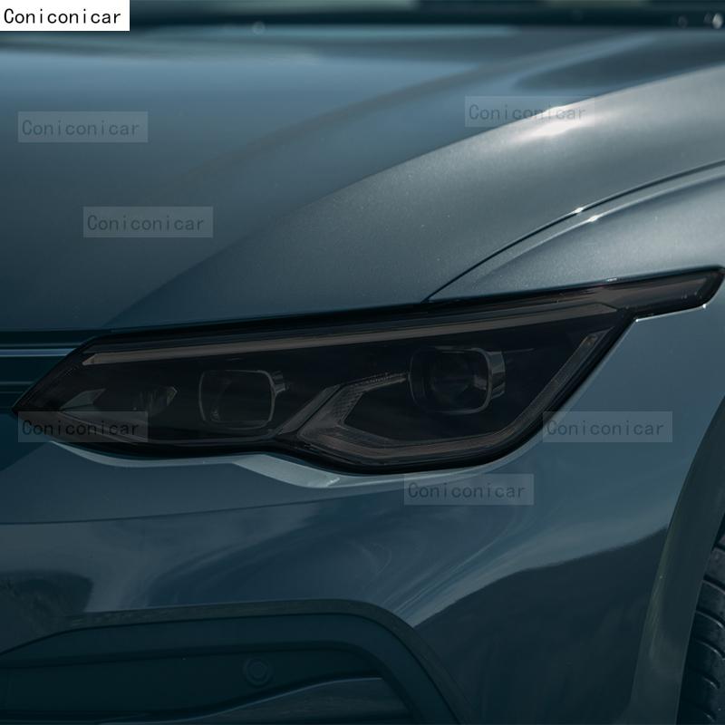 For Volkswagen VW GOLF 8 MK8 2020-2023 2022 Car Headlight Black TPU Protective Cover Film Front Light Tint Change Color Sticker