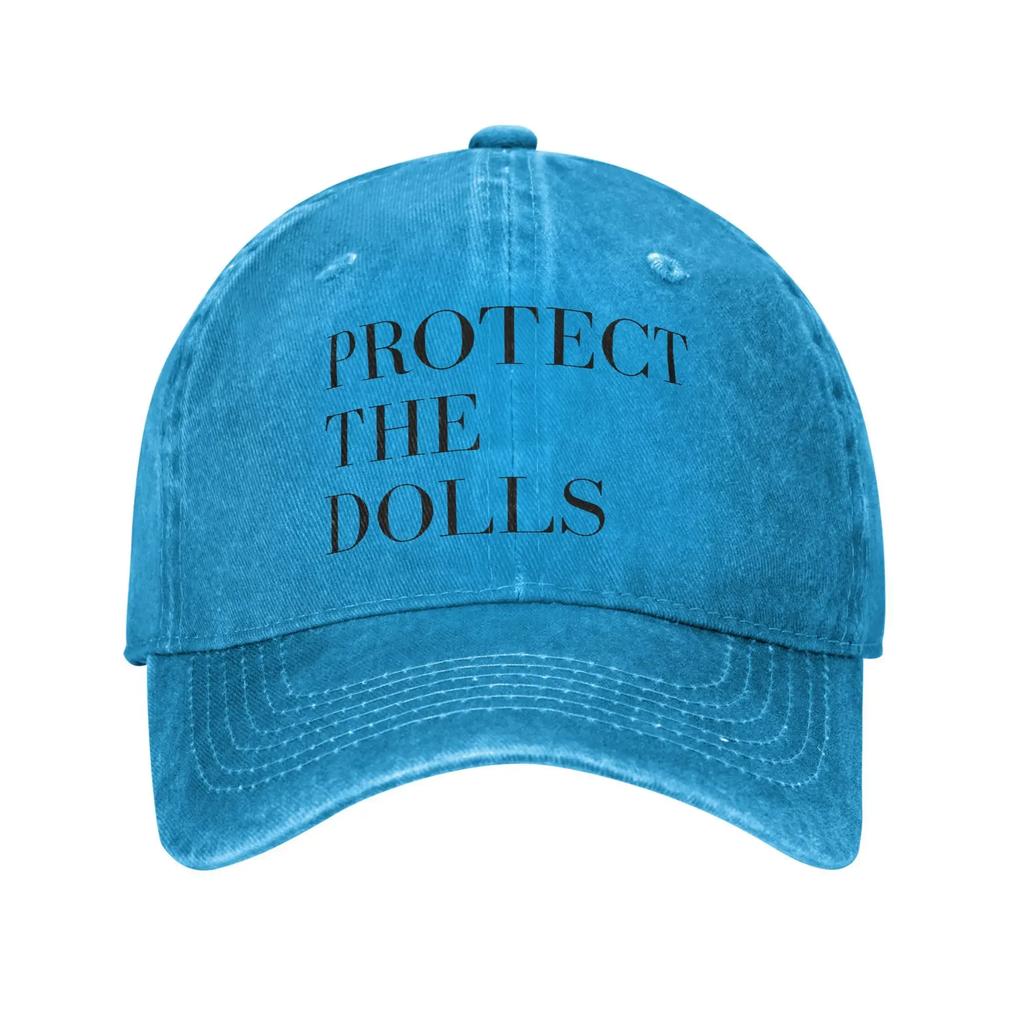 Baseball Cap Protect The Dolls Summer y2k Retro Trucker Hat Black Letter Print Men Adult Tennis Skate Sunscreen Baseball Caps