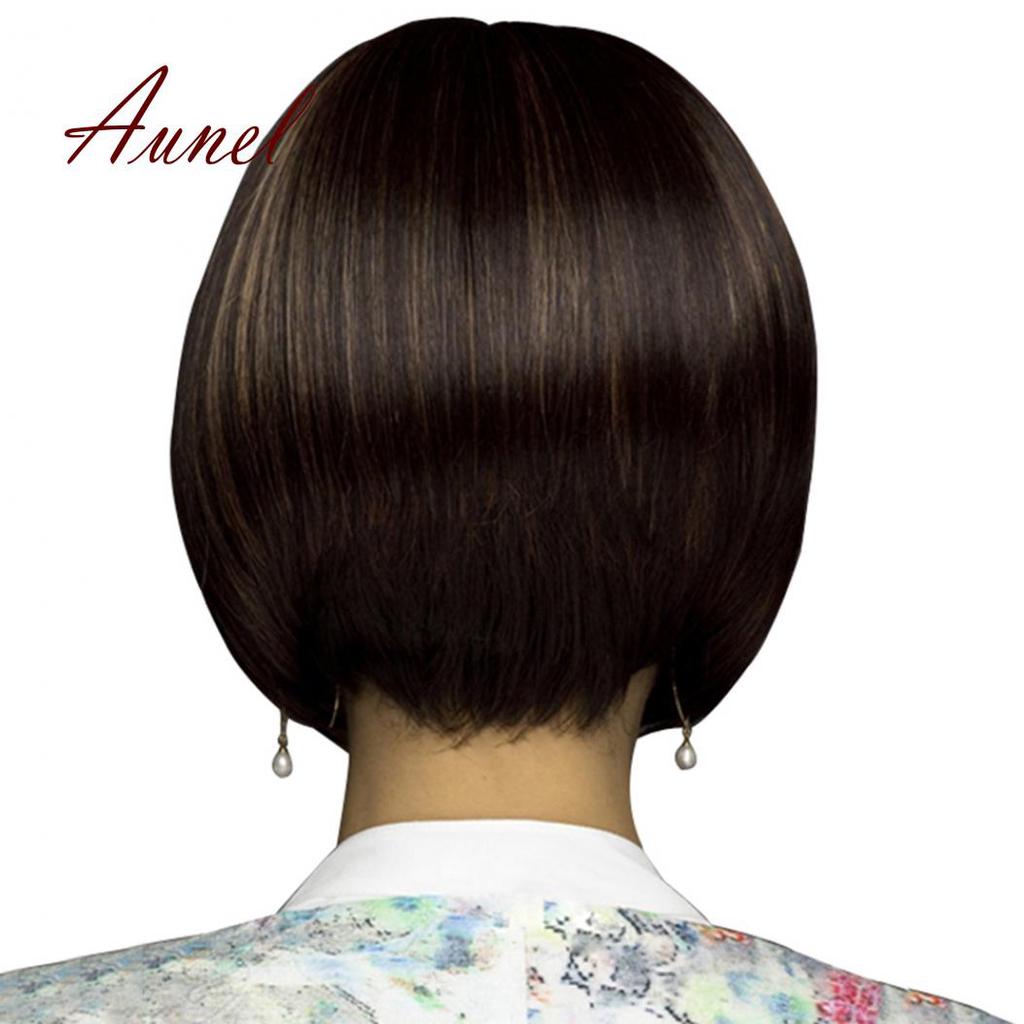 Cool Woman Short Straight Bob Party Naturally Cosplay Wigs A Mix Of Colored Hair