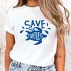 (Premium T-shirt)Hot Protect The Ocean Save A Turtle Graphic Short Sleeve T-Shirts For Women Shirts Loose T-Shirt Casual Tops