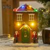 Фигурка в виде рождественского домика, освещенная деревенским домиком с музыкой, светодиодная подсветка на батарейках, смоляная столешница, центральный элемент для рождественского украшения
