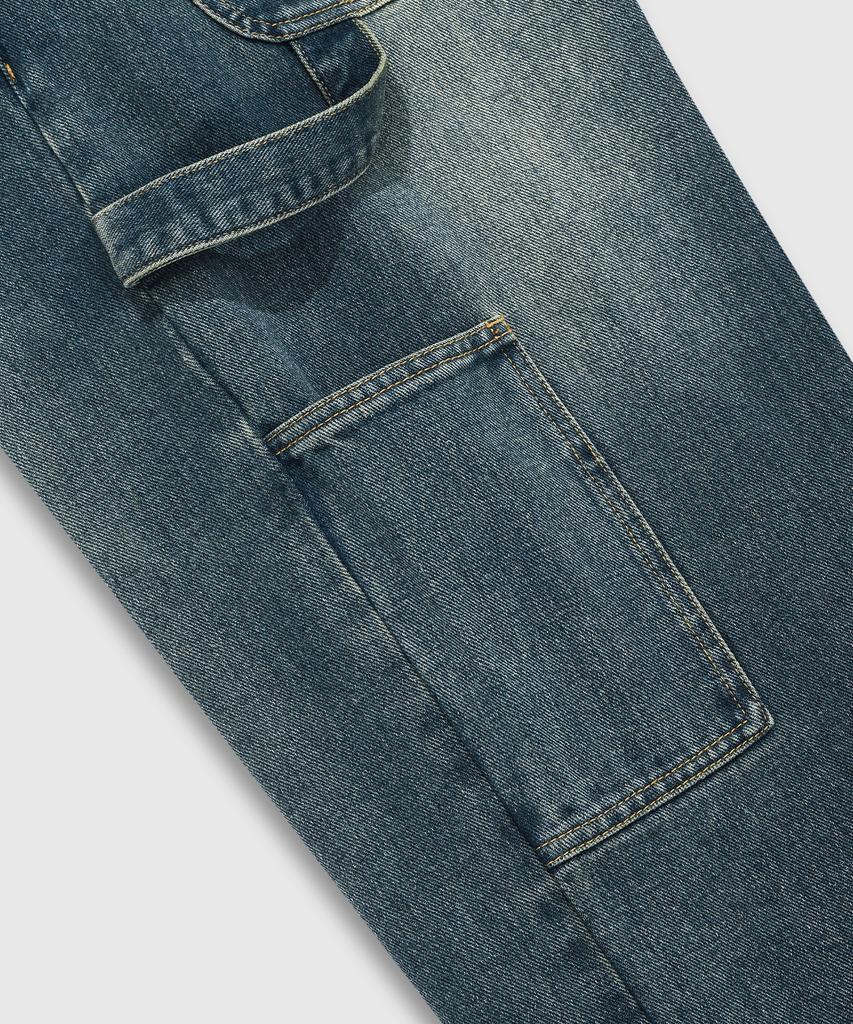 LEMAIN SECOND Vintage Catwashed Wide Carpenter Denim Elastic Waist Pants [Sand Blue]