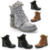 Womens Studded Goth Ankle Boots Timeless Chelsea Hollow Punk Buckle Martin Shoes