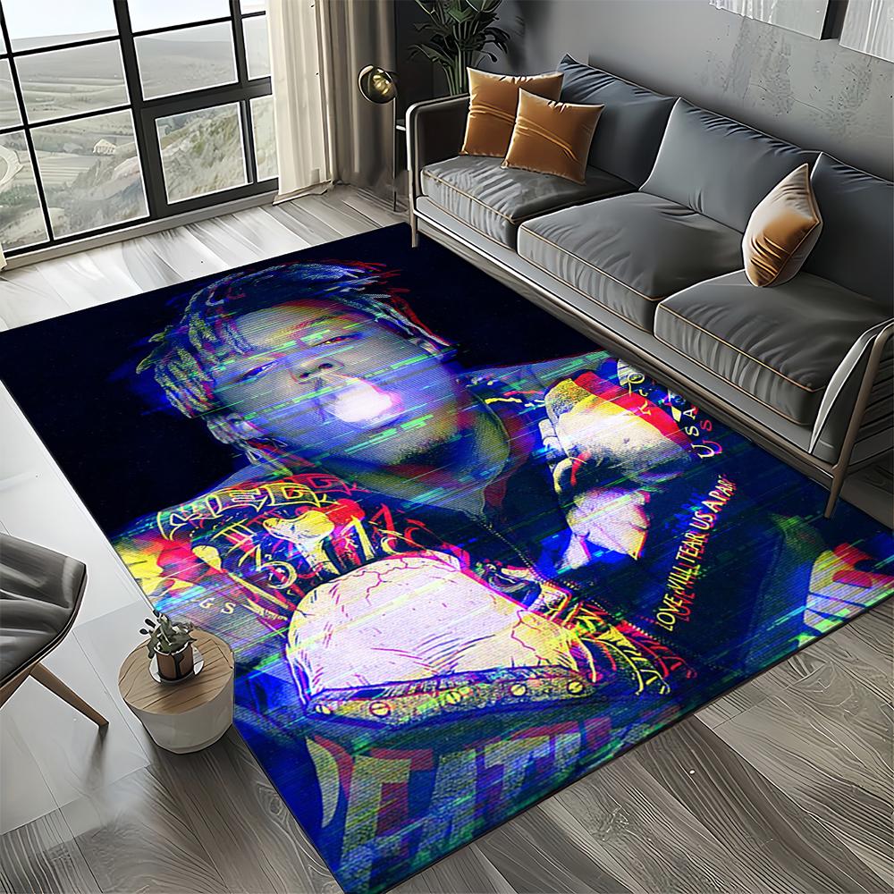 3D Print Juice WRLD 999 Legend Rapper Album Carpet Rug for Living Room Bedroom Home Sofa Decoration,Kids Play Non-slip Floor Mat