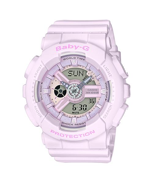 Casio Женские часы Baby-G, смола, 100 м водонепроницаемые, аналоговые, ударопрочные, кварцевые, BA-110-4A2