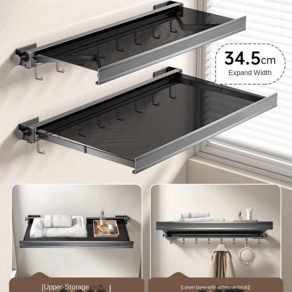 Невидимая вешалка для одежды с крючками, компактная телескопическая сетка для сушки белья, настенные стеллажи для хранения белья без проколов