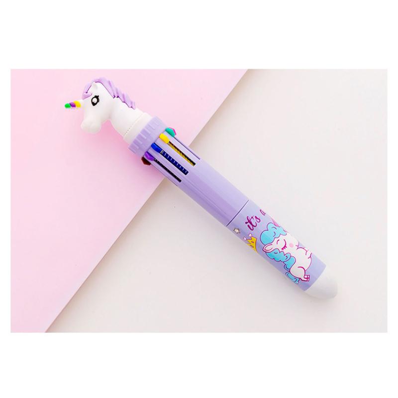 1 шт. многоцветная шариковая ручка 10-в-1 челночные ручки выдвижная мини-ручка-единорог подарок для офиса ручка для письма школьные канцелярские принадлежности детская вечеринка