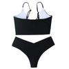 Женский комплект бикини, купальник с высокой талией, женский однотонный купальник с разрезом, пляжный купальник