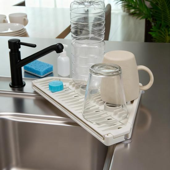Треугольная угловая подставка для раковины, сушилка для посуды над раковиной, сворачиваемый коврик для сушки посуды с присосками, кухонный органайзер