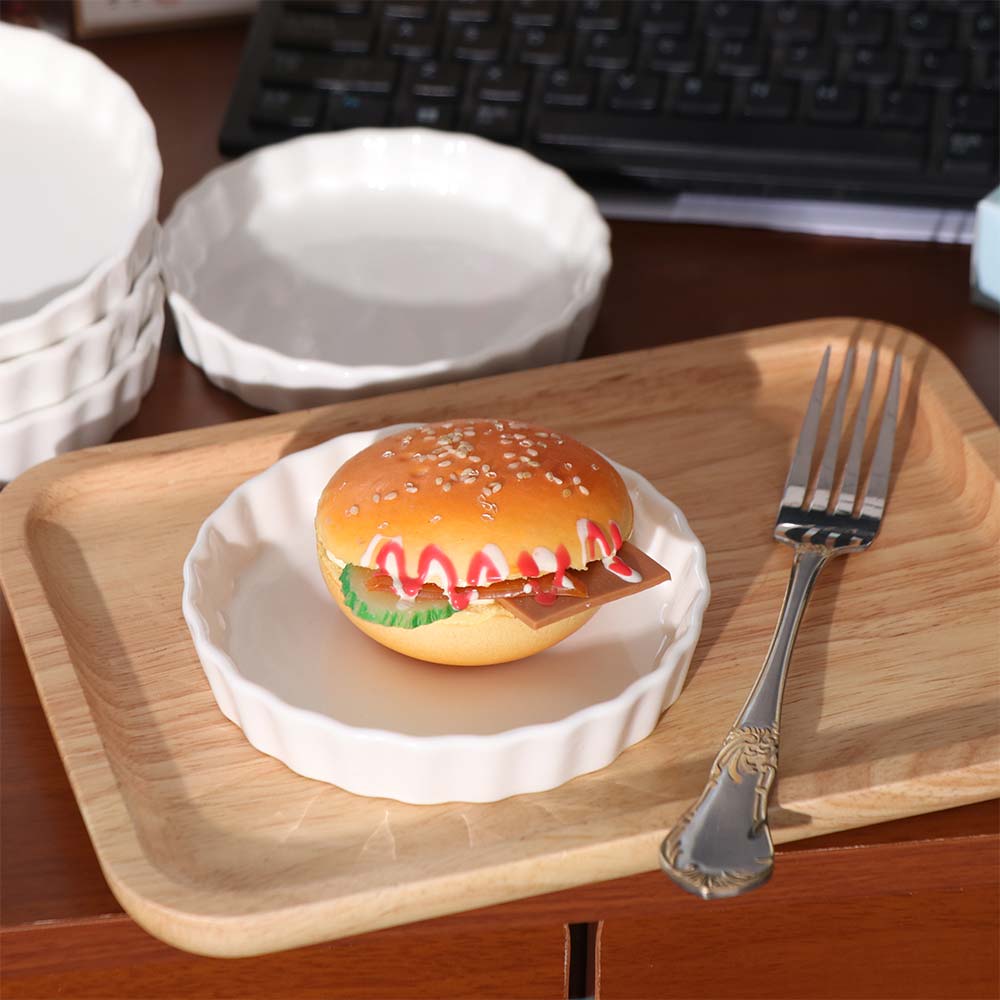 6pcs Shallow Tart Baking Pan Round Pie Baking Tray Creme Brulee Ramekins Bakery