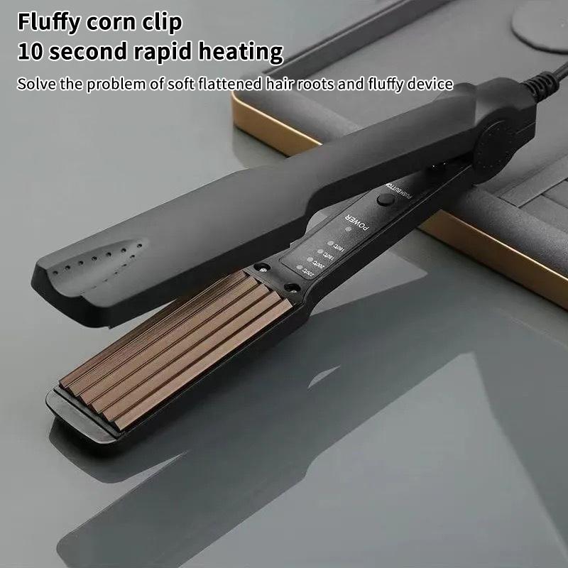 Hair Straightener Curler 2 in 1 Professional Ceramic Crimper Corrugated Adjustable Heat for Perfect Styles at Home and Salon