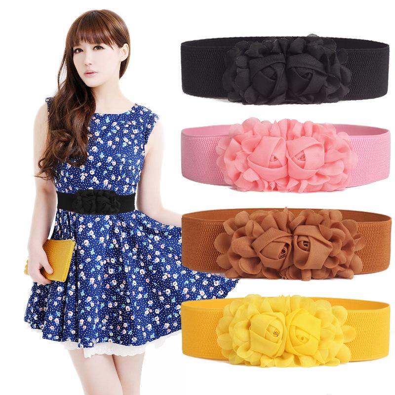 Women's Belt Flower Elastic Wide Belt Wedding Party Simple Belt