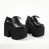 Womens Chunky Heeled Pumps Lace Up Elegant Oxford Platform Pumps for Women Height Increase Design Party Cosplay Shoes