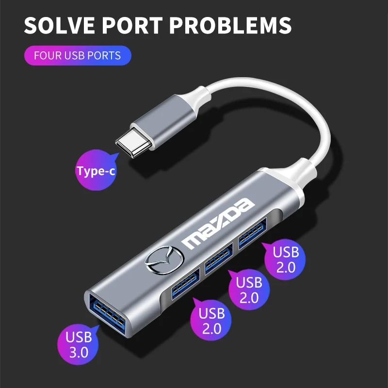 For Mazda Car Logo Type-C USB to USB Adapter Charge Interface Converter For Mazda 2 3 6 5 Atenza CX3 CX5 MX5 CX7 Axela CX30 CX90