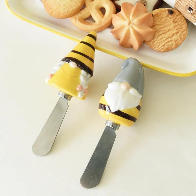 Керамическая масленка Десертная тарелка Тарелка для закусок Тортов Посуда Креативная тарелка для масла Подсолнух Пчела Домашнее украшение Керамическая посуда