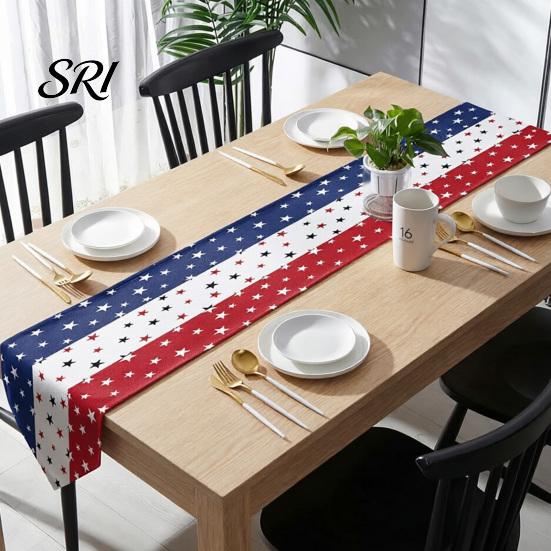 Reusable Holiday Table Decor 4th of July Runner Patriotic Decoration Stars And Stripes Anti-wrinkle Fabric for American Independence Day 250th