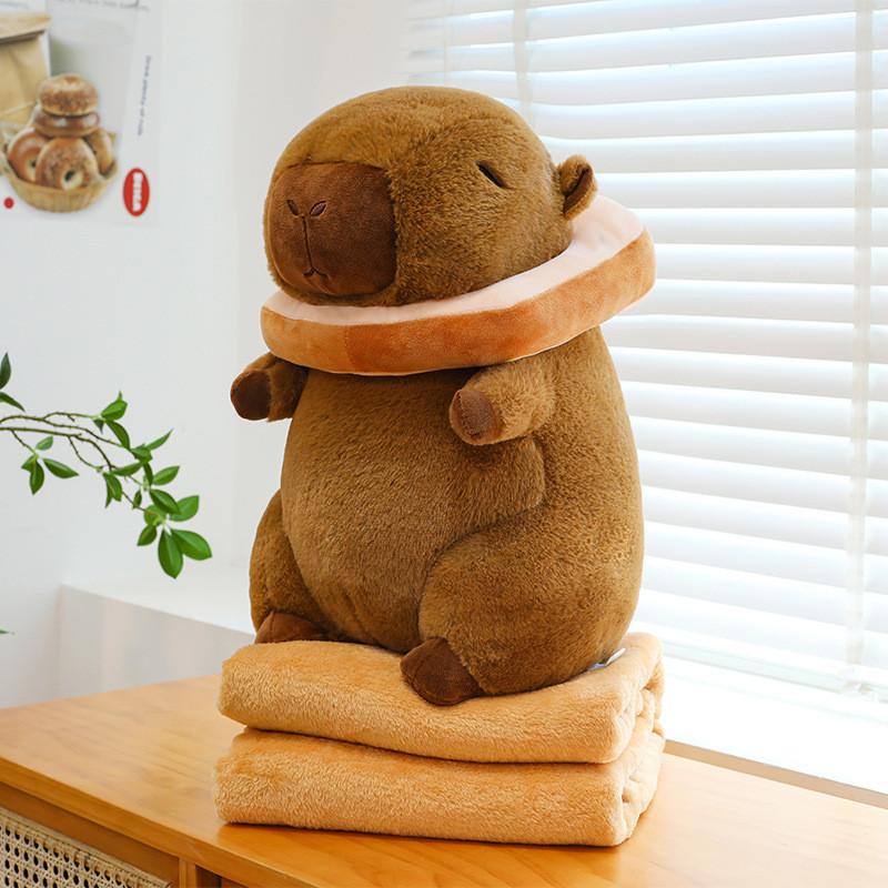 Tortoise Plush Capybara Stuffed Animal Travelfriendly With 2in1 Pillow Blanket