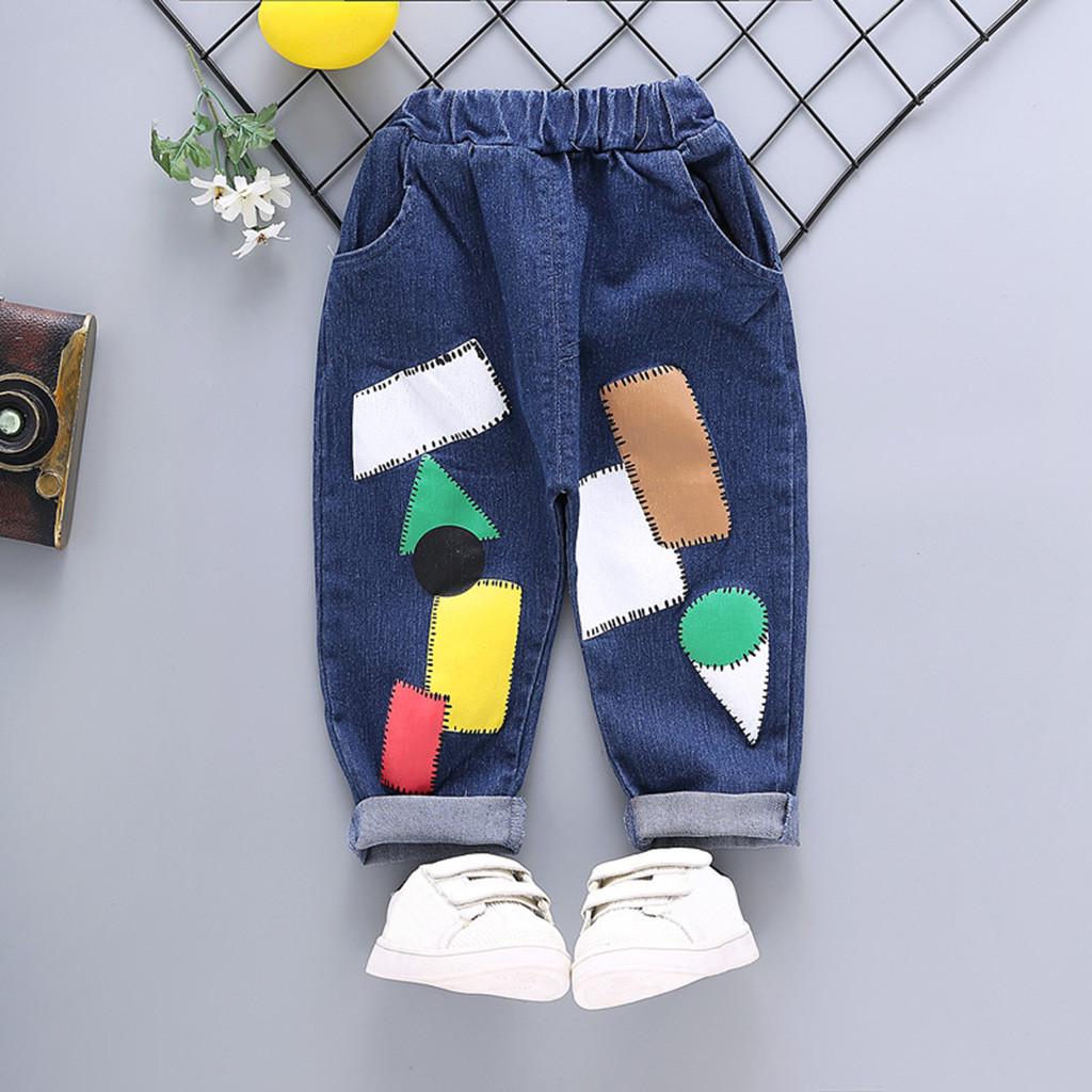 Джинсовые штаны с героями мультфильмов для маленьких мальчиков и девочек 1-4 лет, одежда