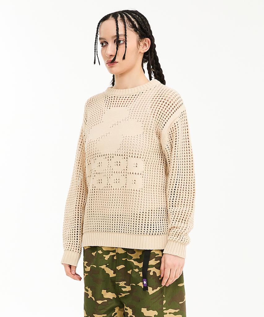 Hoodhood Hood Logo Mesh Graphic Knit Ivory
