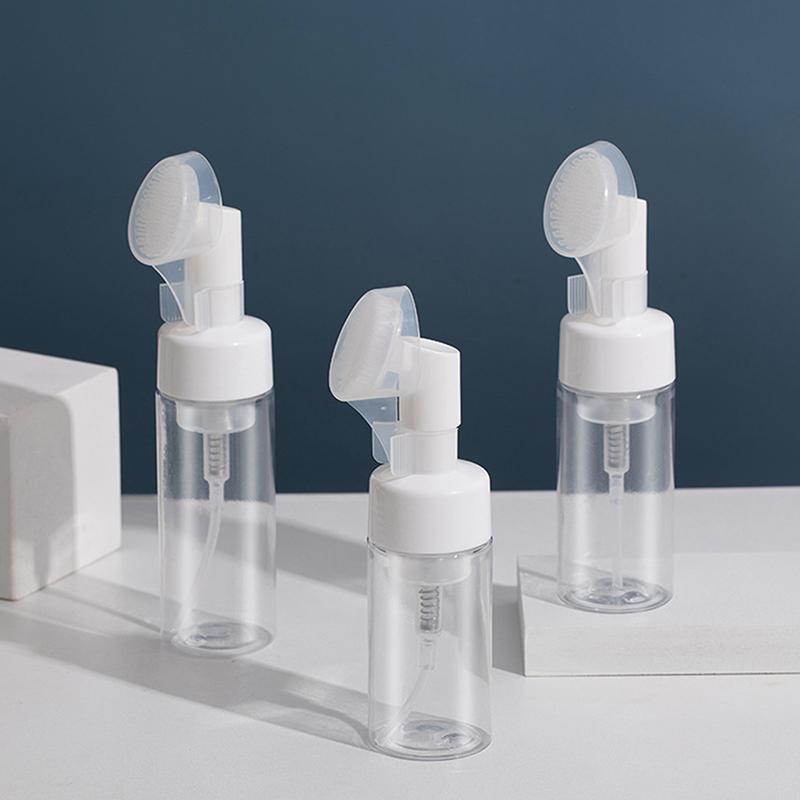 100/150/200Ml Empty Froth Foaming Pump Bottle With Silicone Brush Head Press Type Face Cleaning Foam Bottles
