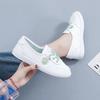  New Women Pu Leather Shoes Lace-Up Non-slip Mother Loafers Soft Leisure Flats Female Driving Casual Footwear White Woman