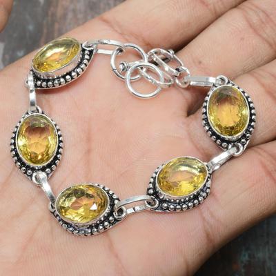 Citrine Gemstone 925 Sterling Silver Замечательный браслет ручной работы для нее