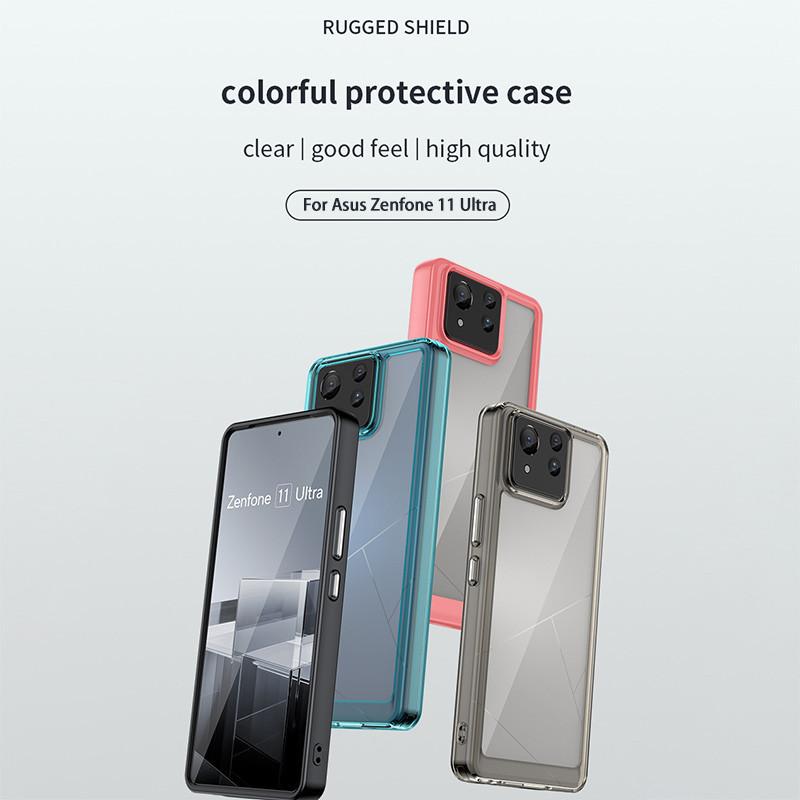 Прозрачный чехол PMMA для Asus Zenfone 11 Ultra 10 9 Zenfone11Ultra Zenfone10 Zenfone9 TPU цветной мягкий край жесткий чехол