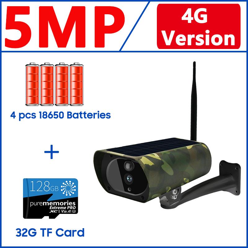 4G SIM Солнечная наружная водонепроницаемая 5MP 2K беспроводная камера обнаружения людей/животных наблюдение двусторонняя связь безопасность дикая природа камера