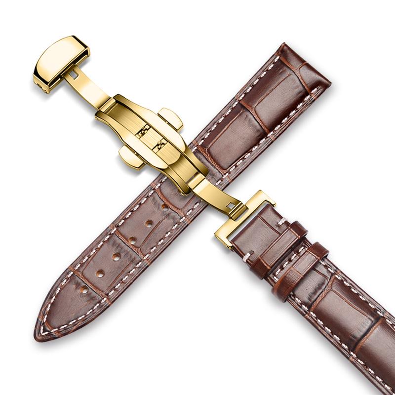 Браслет из натуральной кожи 18/20/22 мм + коробка для Tissot Seiko Samsung Galaxy 4 6 классический ремешок/46 мм/active 2/Huawei GT/2e/3 pro