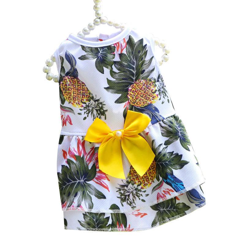 Hawaiian Style Bow Dog Skirt for Small Medium Dogs Soft Breathable Clothes Pet Cat Vest Chihuahua Yorkies Outfit Pet