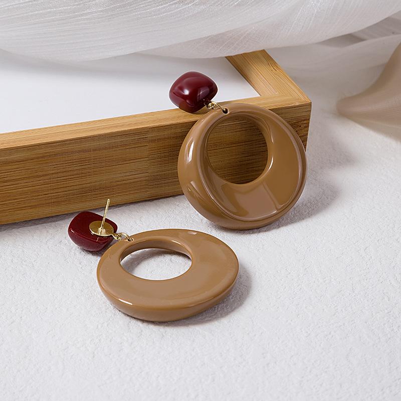 Акриловые Геометрические Винтажные Серьги Круглые С Углублением Неправильный Круг Серьги-Гвоздики для Взрослой Девушки Украшения