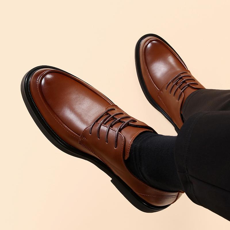 Мужские свадебные кожаные туфли класса люкс на шнуровке деловые мужские туфли с заостренным носком повседневные молодежные туфли в британском стиле весна 2024 новые поступления