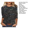 Women T-shirt Crew Neck 3/4 Sleeves Glitter Pullover Tops Shiny Sequins Solid Color Shimmering Blouse