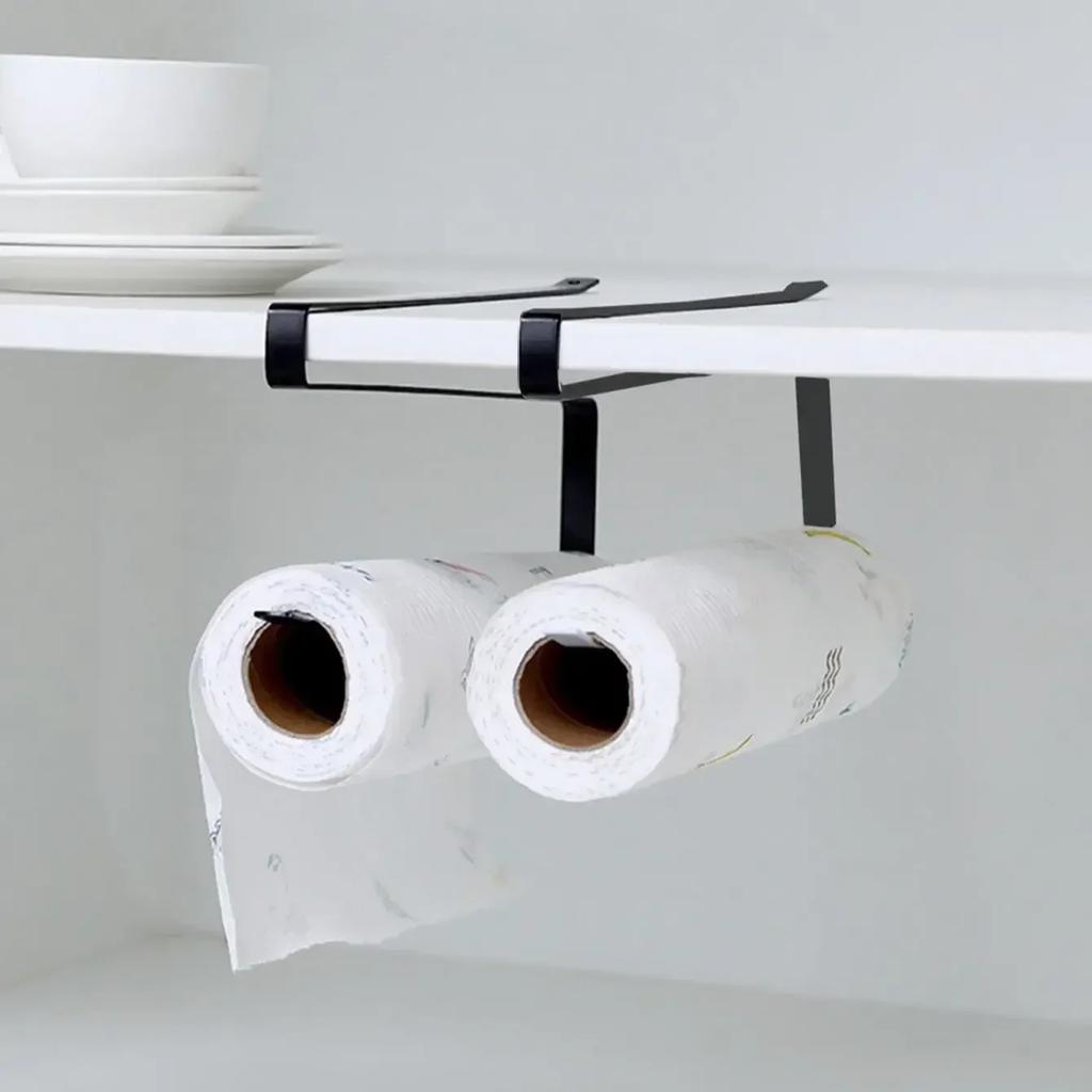 Kitchen Paper Roll Holder Towel Hanger Rack Cabinet Rag Hanging Shelves Organizer Shelf Toilet Paper Holder Storage Accessories