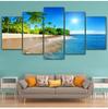 Wall Art Decor Living Room Framework 5 Pieces Sea Water Palm Trees Sunshine Seascape Modular Paintings Canvas Pictures HD Prints