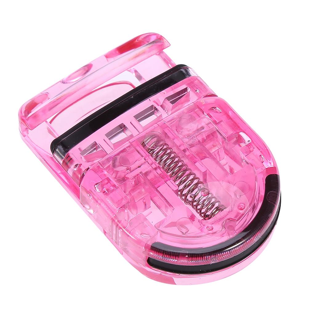 Mini Portable Eyelash Curler Clip with Rubber Eyelash Natural Curling Clip Cosmetic Tools Pink