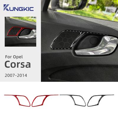 Для Opel Corsa D 2007 2008 2009 2010 2011 2012 2013 2014 Настоящее Мягкое Углеродное Волокно Накладка на Ручку Двери Автомобиля, Рамка Аудиосистемы, Декоративная Наклейка LHD RHD