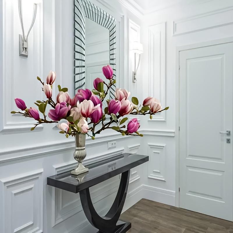 Роскошный набор «Нефритовый орхидей» из 6 штук - Реалистичные лепестки и листья, Декоративное украшение для приставного столика в гостиной, Подходит для дома, офиса, 3 фиолетовых 3 розовых