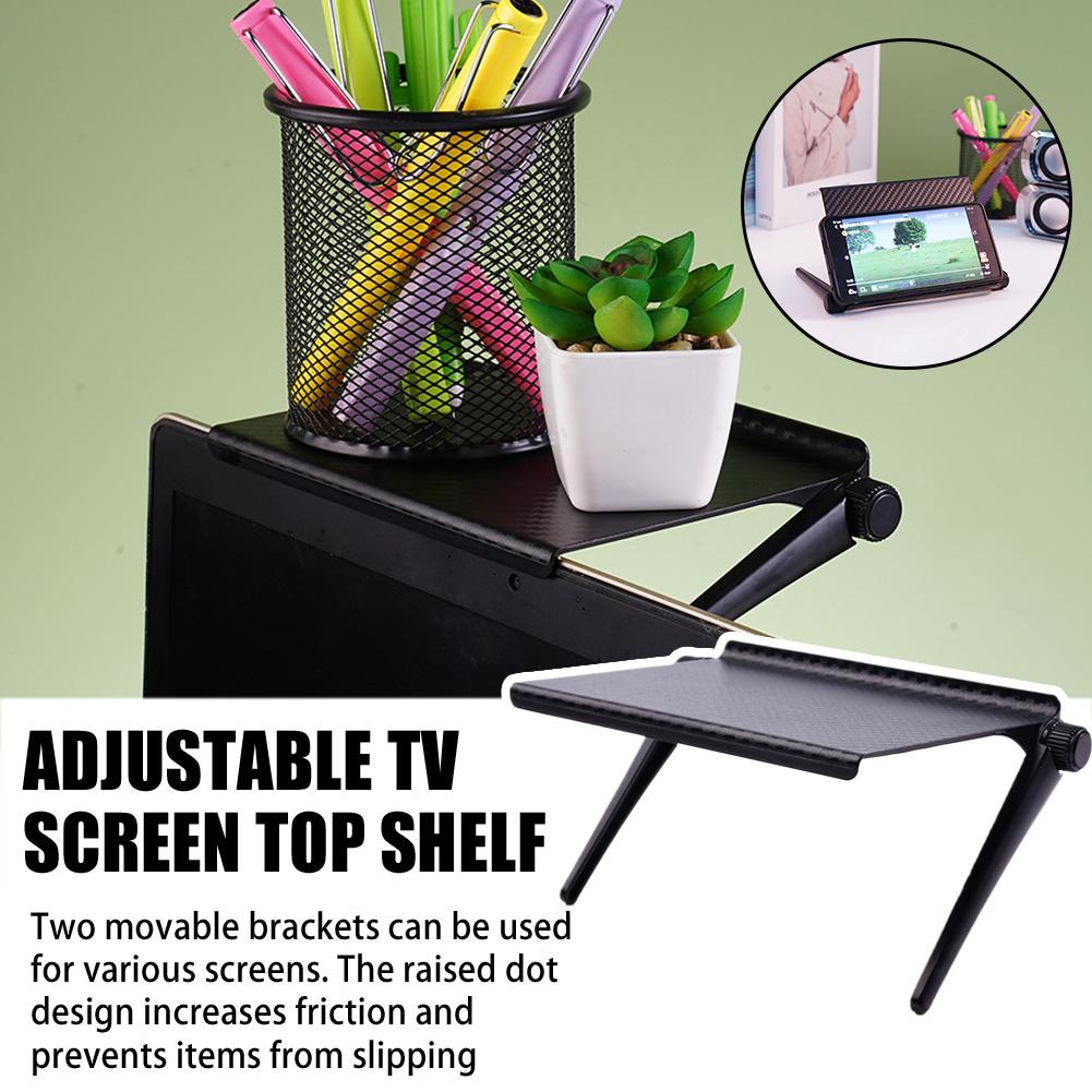 1/2PCS TV Top Shelf /Computer Screen Top Shelf Organizer Bracket Stand Adjustable Monitor Top Shelf Set Home Storage Supplies