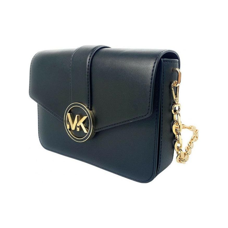 Michael Kors MK Carmen Классическая кожаная сумка на цепочке для commutes, с клапаном, на плечо, женская, черная 35S2GNML2L-BLACK
