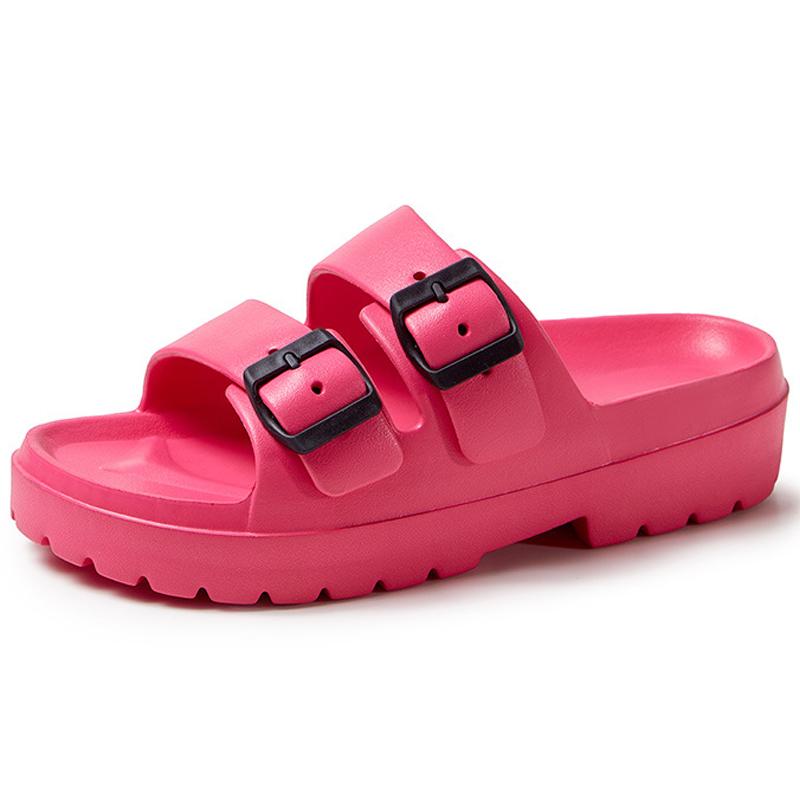 Модные женские сандалии на платформе Shevalues 2025 Лето Новинка Уличные Нескользящие Пляжные Шлепанцы с Двойной Пряжкой Женские Модные EVA Слайды