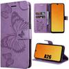 Protective Case - BOOLING - for Samsung Galaxy A26 5G - Purple Synthetic Leather - Butterfly Pattern - Shockproof