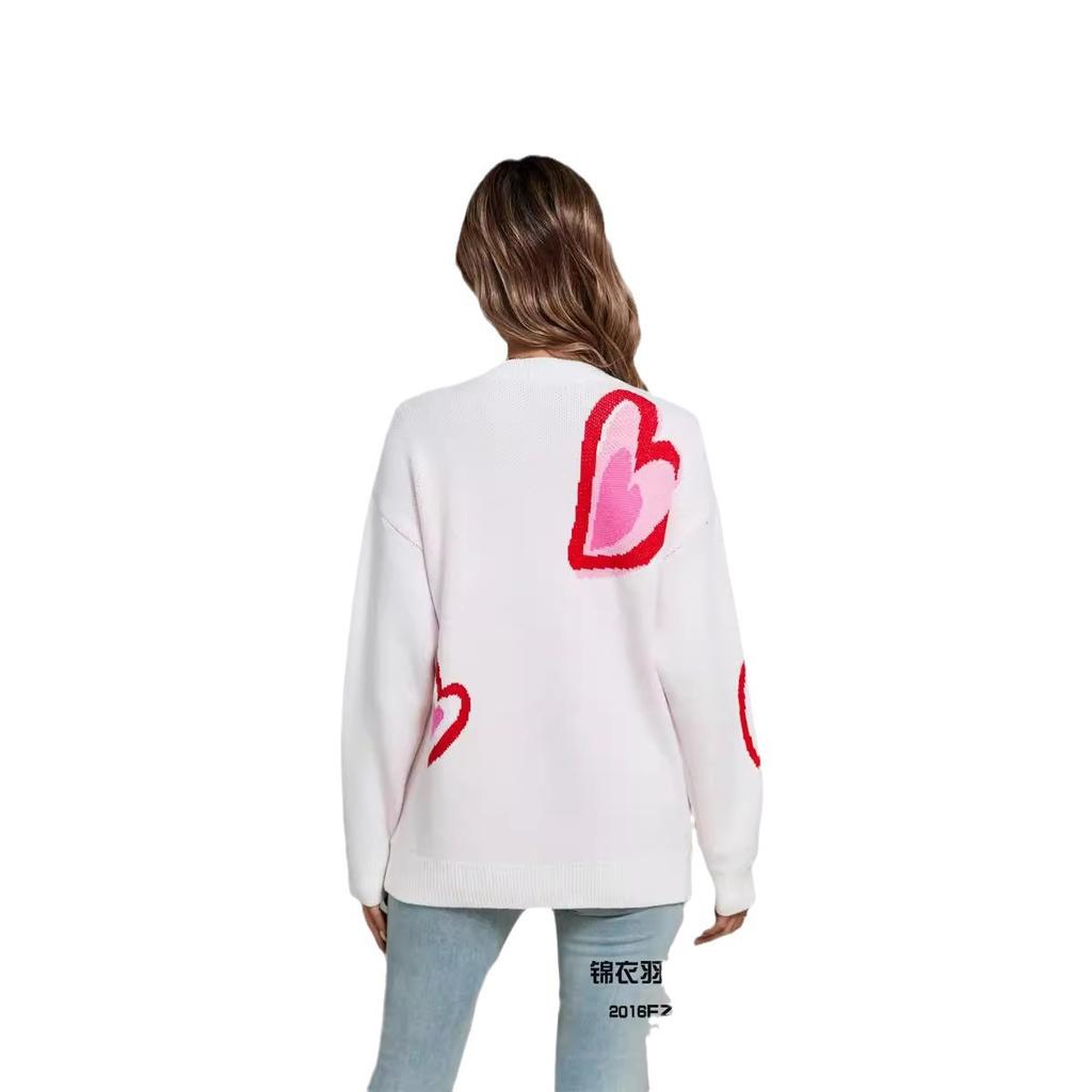 Зимний женский свитер, пуловер с длинным рукавом ко Дню святого Валентина, персиковый свитер большого размера, трикотаж