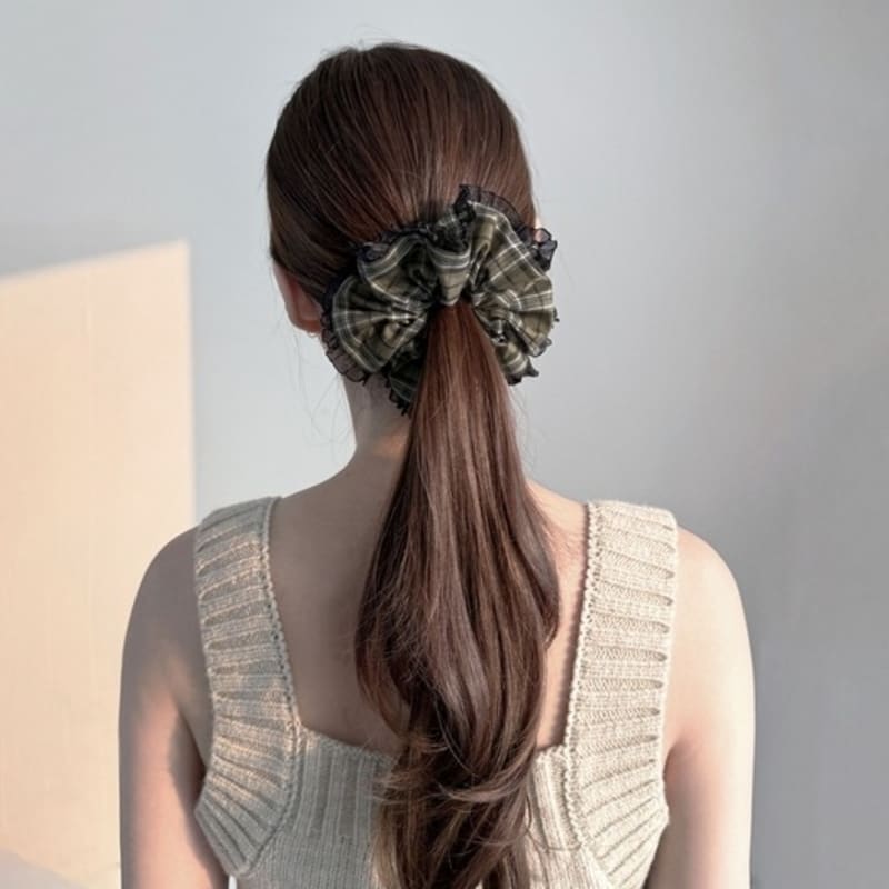 Любимые резинки-скранчи в клетку_Красный