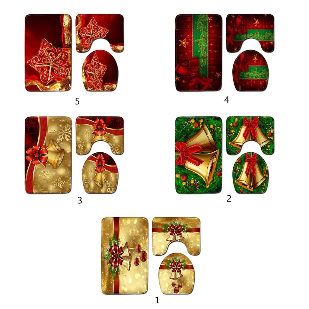 Праздничное Рождественское украшение для крышки унитаза, Набор для декора ванной комнаты/3 предмета, Праздничная накладка на унитаз, Подушка и коврик для ног